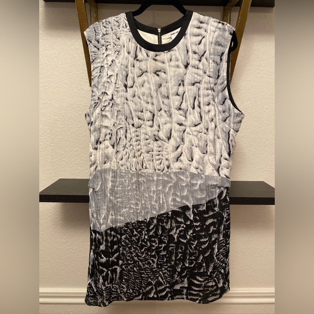 PRISTINE - Helmut Lang Patterned Dress - Size 4 - Black and White
